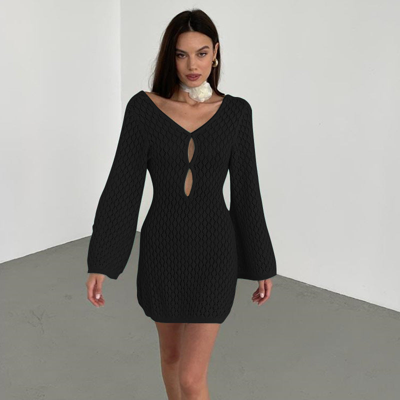 Robe en crochet élégante pour femmes avec décolleté profond R&B