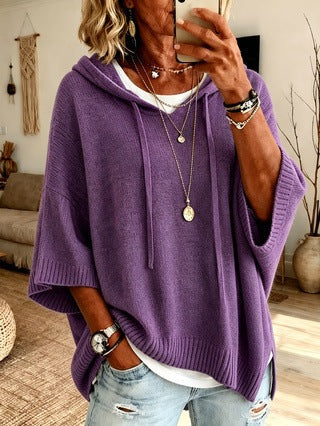 Poncho en tricot oversized avec capuche et manches courtes pour femmes Echo Archiv