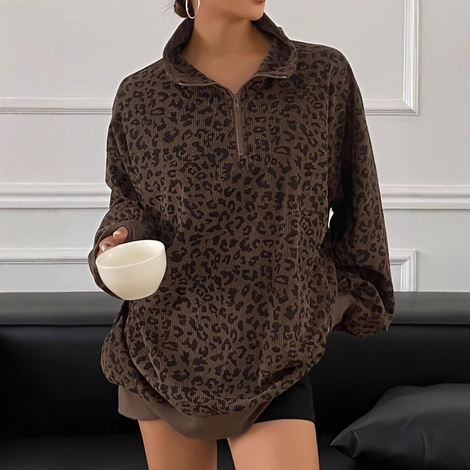 Pull oversized à motifs pour femmes avec col montant Echoarchiv