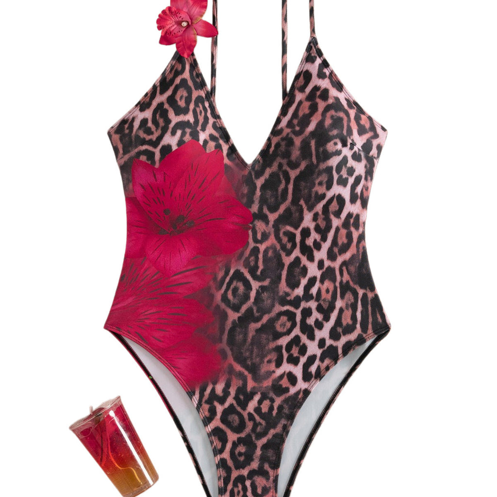 Maillot de bain une pièce pour femme avec design animal et accents floraux R&B