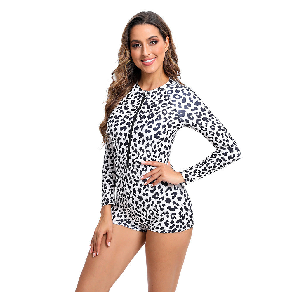 Maillot de bain une pièce sportif pour femmes avec manches longues et fermeture éclair Drune