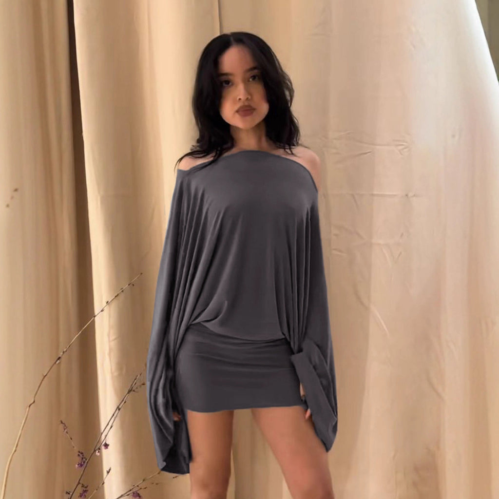 Top blouson drapé sans manches pour femmes avec manches chauve-souris larges et taille cintrée Echo Archiv
