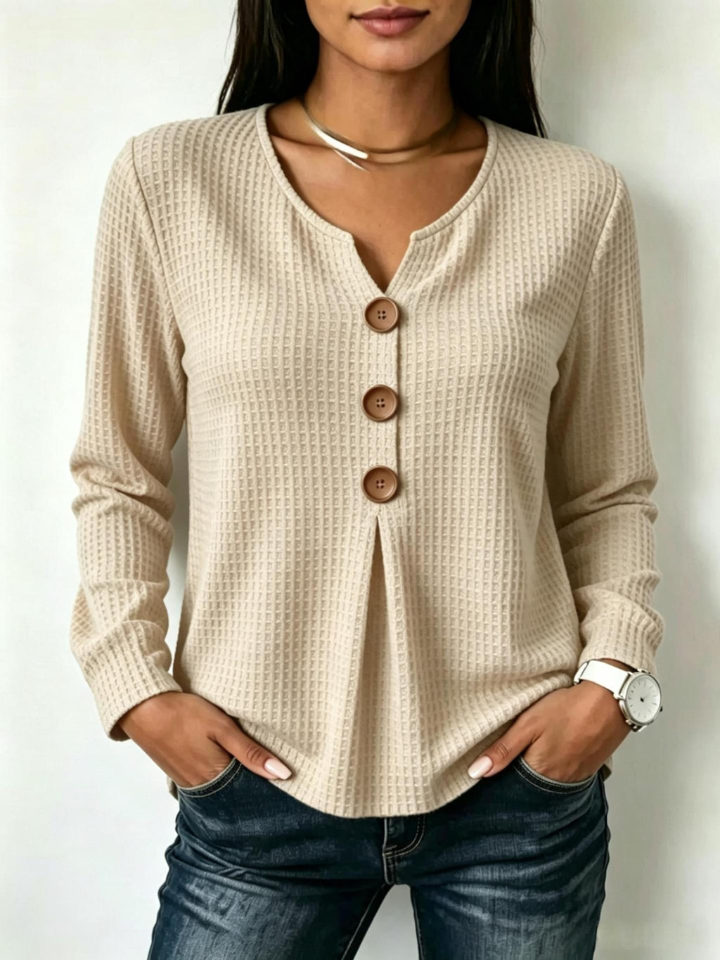 Chemisier Long Femme Mode avec Détails de Boutons