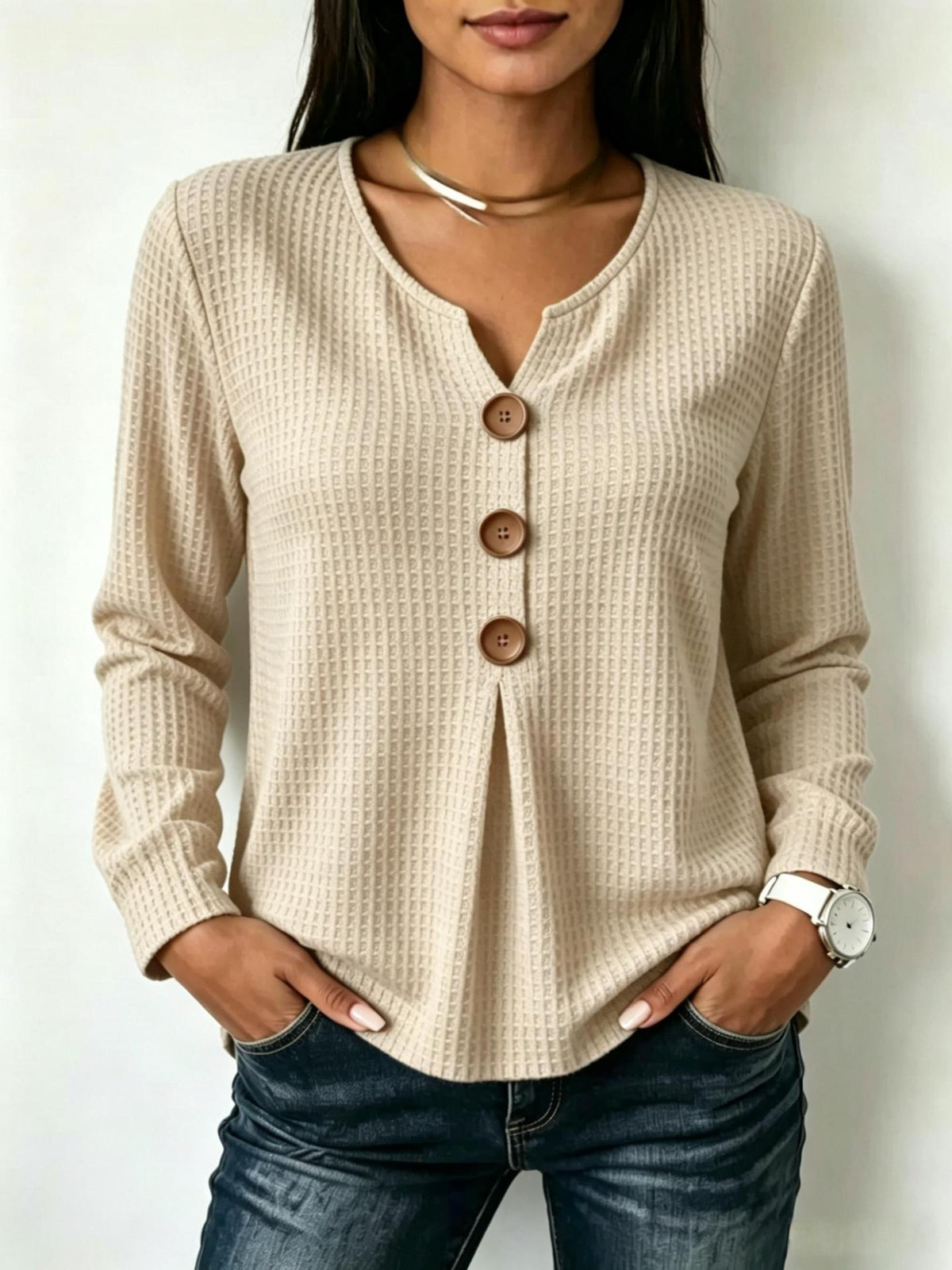 Chemisier Long Femme Mode avec Détails de Boutons