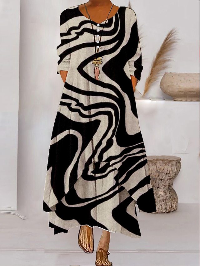 MW | Robe maxi à manches longues - Décolleté boutonné