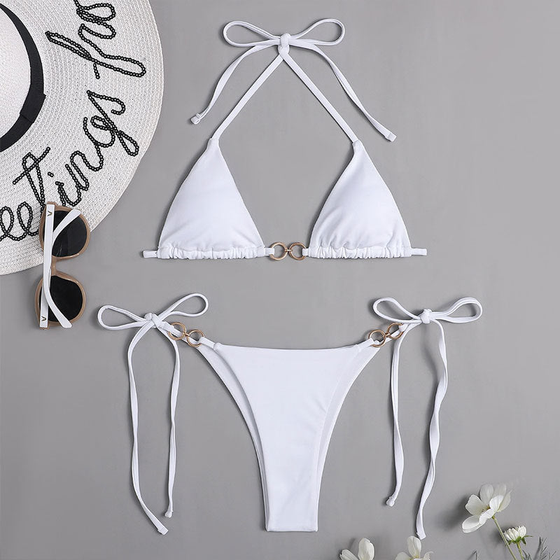 Slip de bikini classique pour femmes avec cordons réglables R&B