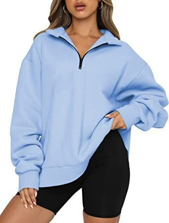Sweatshirt oversized pour femmes avec demi-zip, doublure en polaire douce et poche kangourou Echo Archiv