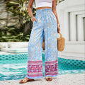 Pantalon palazzo pour femmes avec taille froncée, poches latérales et imprimé floral boho Echo Archiv