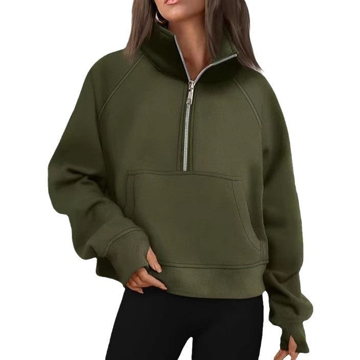 Sweatshirt oversized pour femmes avec demi-zip, poche kangourou et trous pour les pouces Echo Archiv
