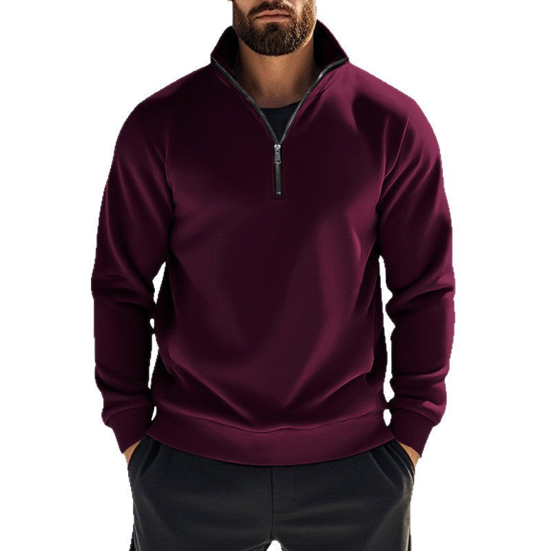Sweat-shirt homme confortable à demi-zip avec col montant, intérieur légèrement gratté et ourlet côtelé Echo Archiv