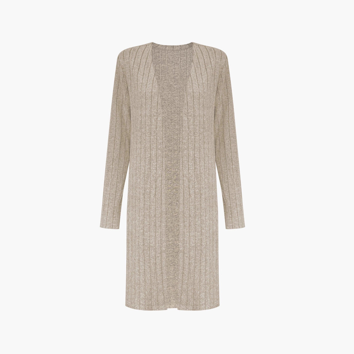 Ensemble Lounge en Tricot Fin Côtelé pour Femmes avec Cardigan Long, Top Court et Leggings Taille Haute Echoarchiv