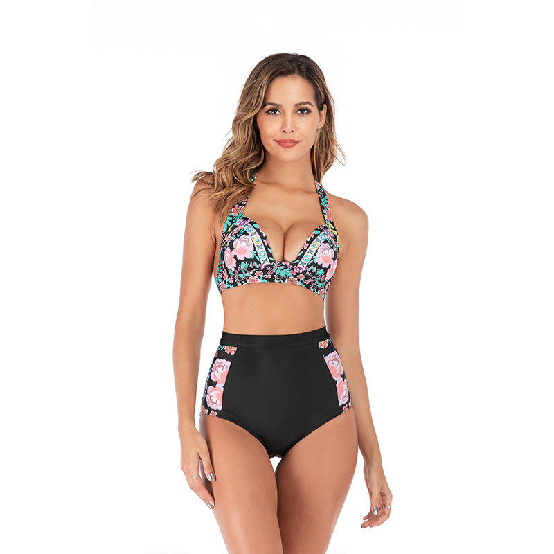 Bikini taille haute pour femmes avec décolleté plongeant et motif animal tendance Echo Archiv