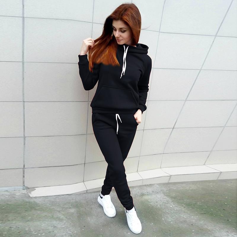 Ensemble de survêtement pour femmes en polaire douce avec sweat à capuche et pantalon de jogging Echo Archive