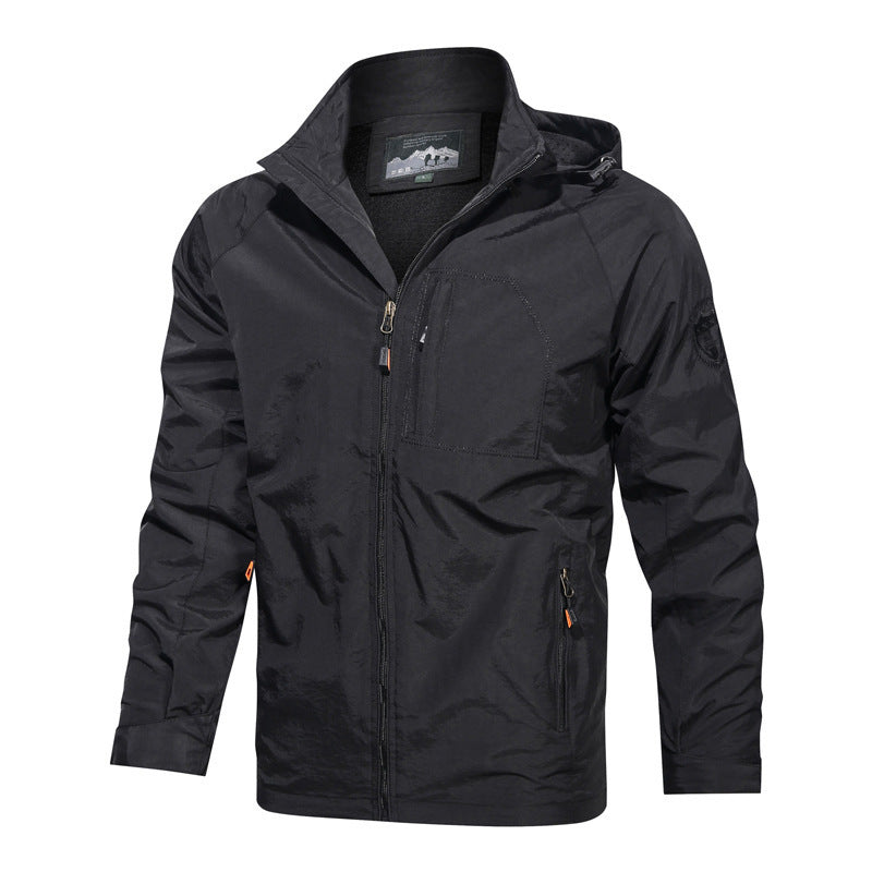 Veste de transition légère pour hommes, déperlant, avec capuche et poches zippées fonctionnelles Echo Archiv