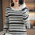 Pull pour femmes avec col rond et rayures