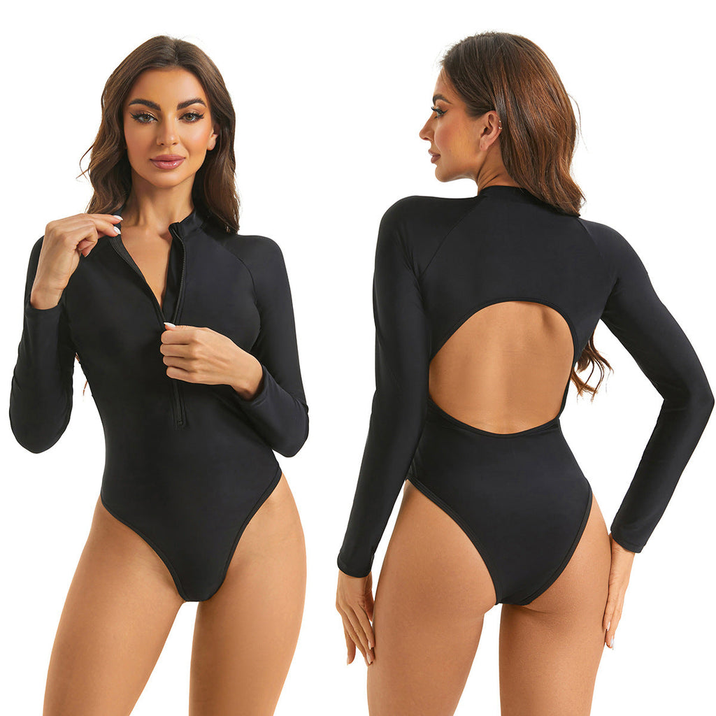 Maillot de bain à manches longues pour femmes avec fermeture éclair étroite Echo Archiv