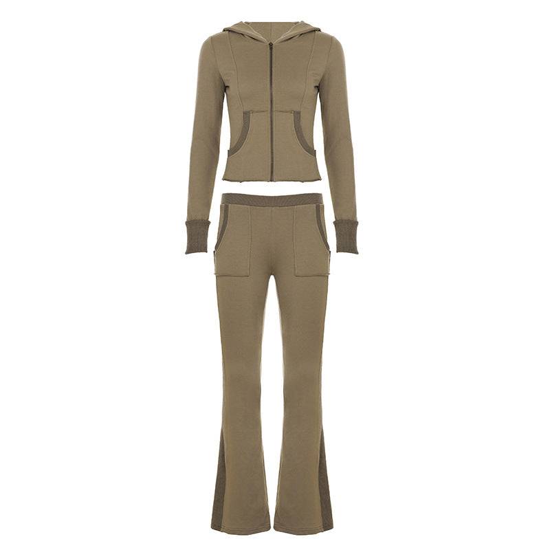 Pantalon évasé stretch pour femmes avec taille haute, poches plaquées et bandes latérales Echo Archiv