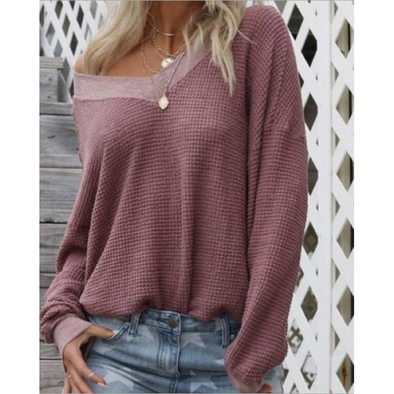 Pull en maille à motifs pour femmes avec décolleté large et coupe oversize Echo Archive