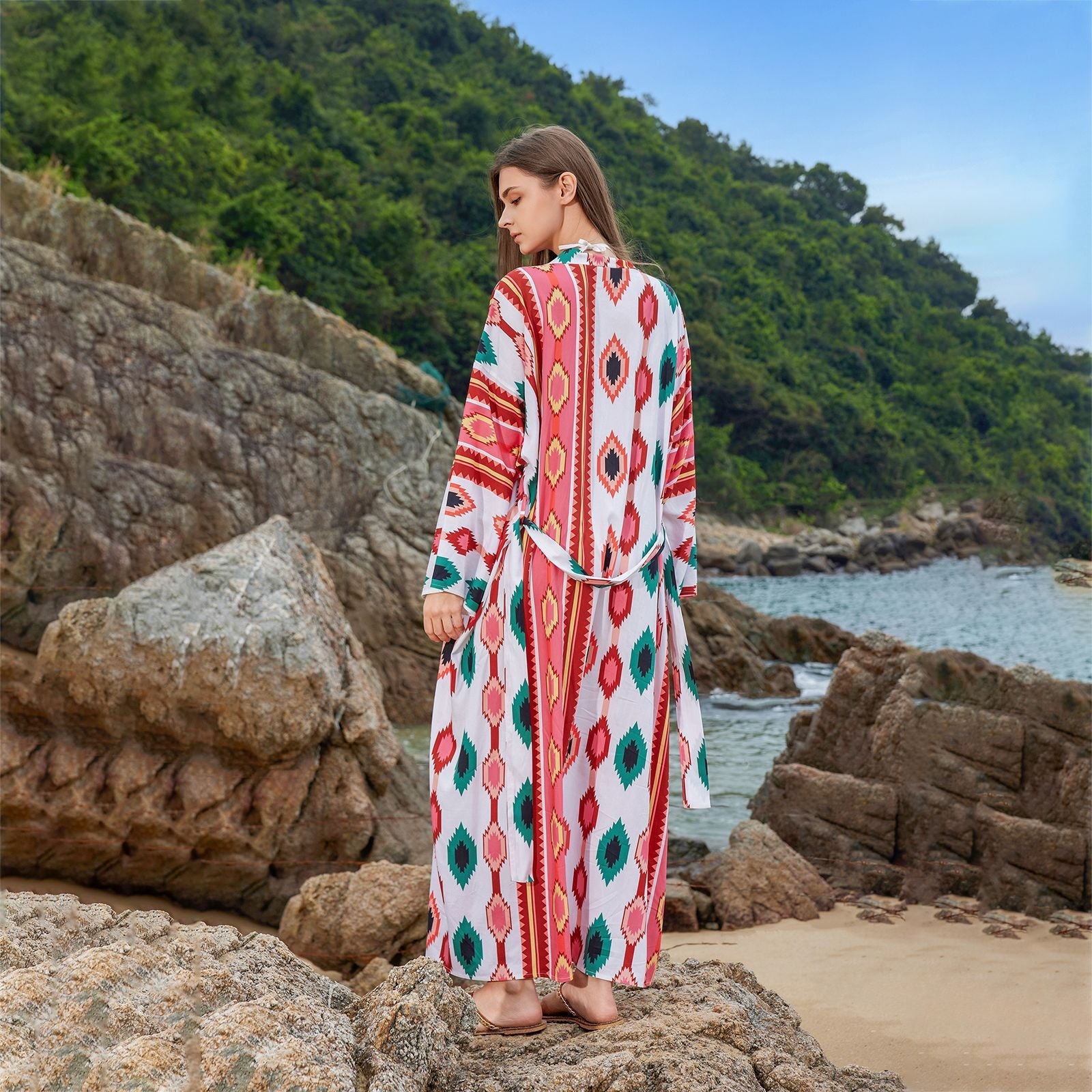 Top en tricot court pour femmes avec motif tropical R&B