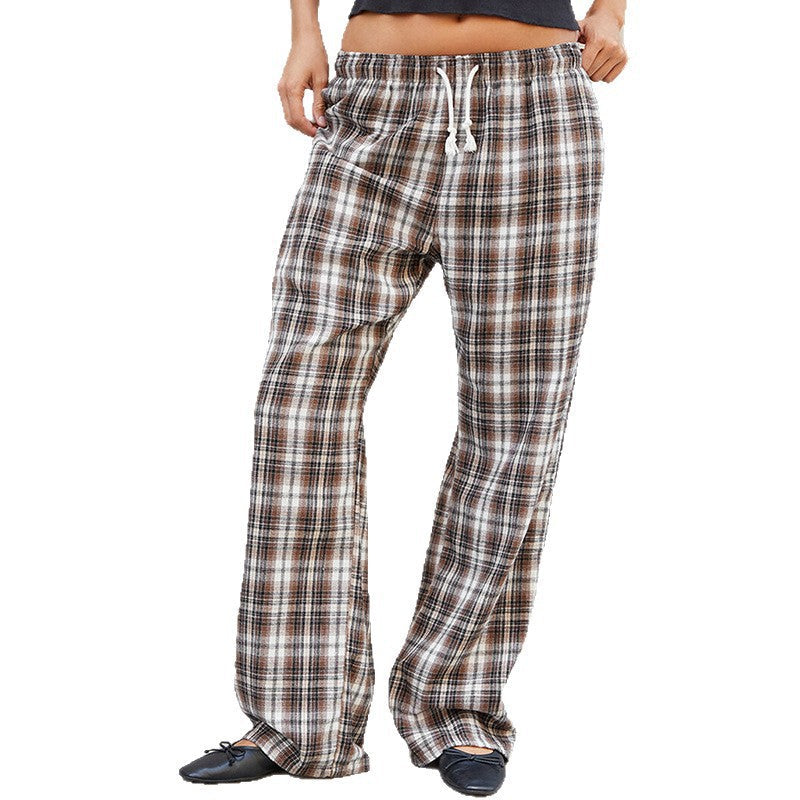 Pantalon de plage pyjama à carreaux décontracté pour femmes R&B