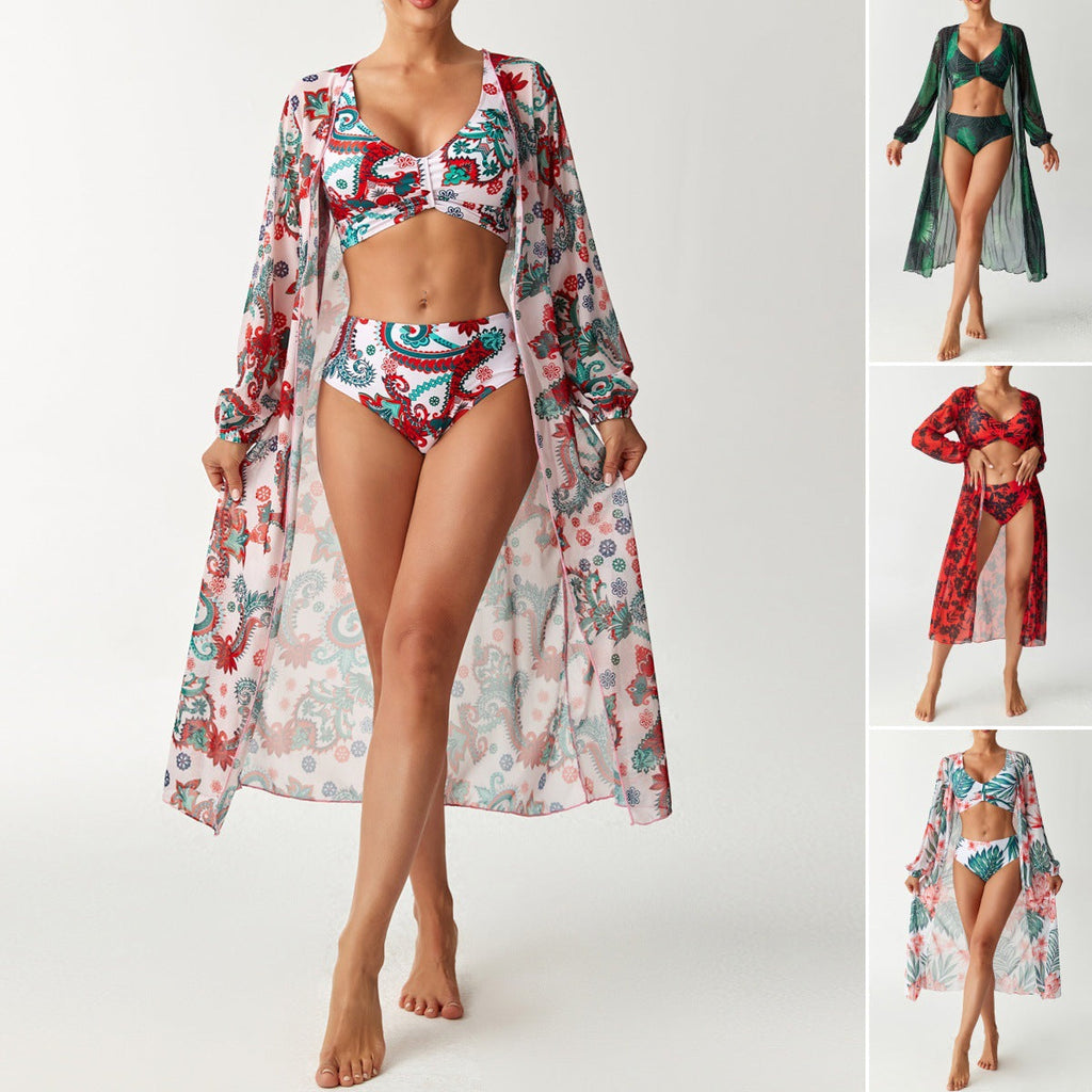 Robe de plage transparente pour femmes avec motif floral R&B
