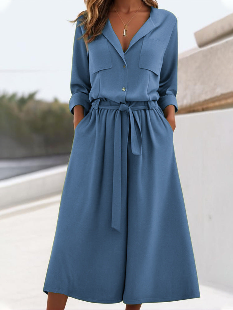 Ensemble Chemise et Pantalon en Lin Décontracté pour Femmes R&B