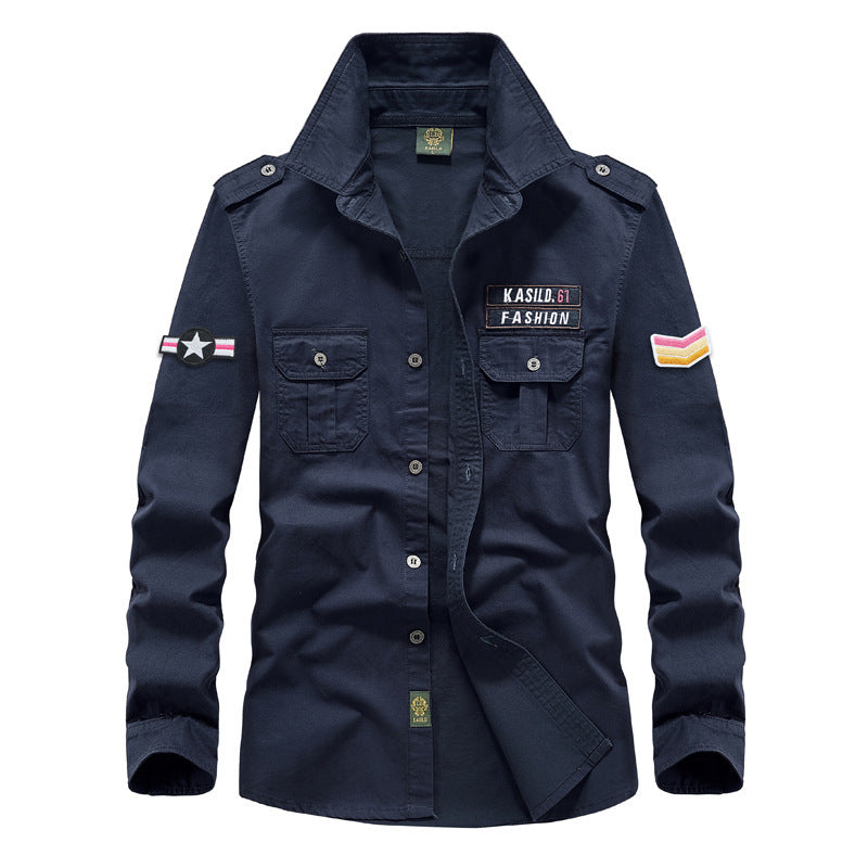 Chemise utilitaire à manches longues pour hommes avec poches poitrine, épaulettes et patchs décoratifs Echo Archiv