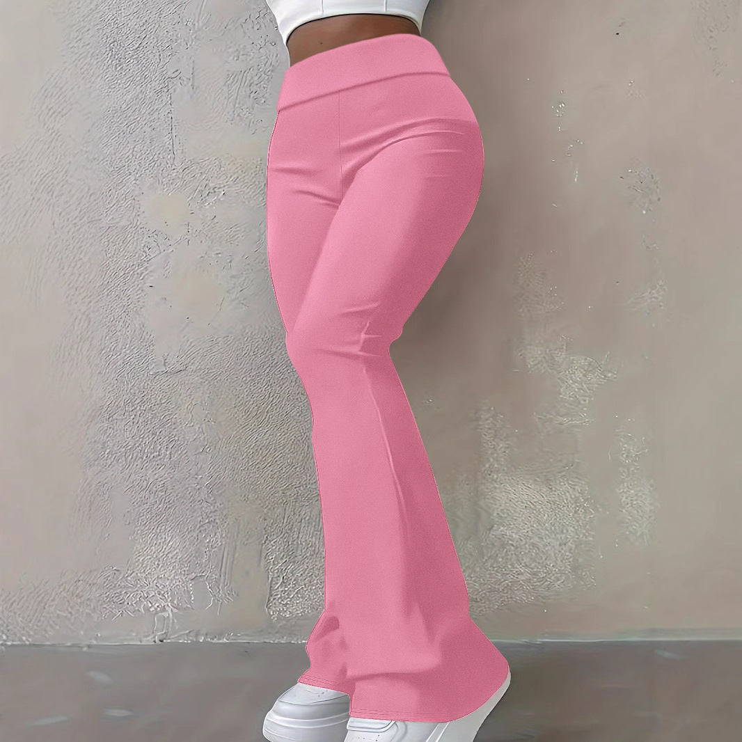 Pantalons flared taille haute pour femmes avec ceinture retournée et qualité stretch sculptante Echoarchiv