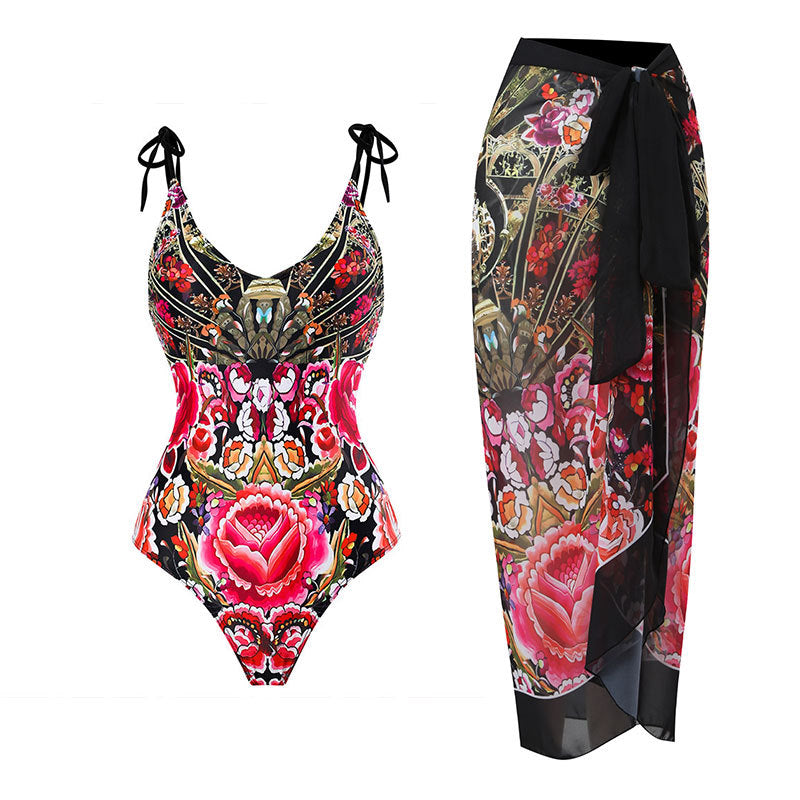 Jupe Maxi Femme avec design élégant à nouer et motif floral Drune