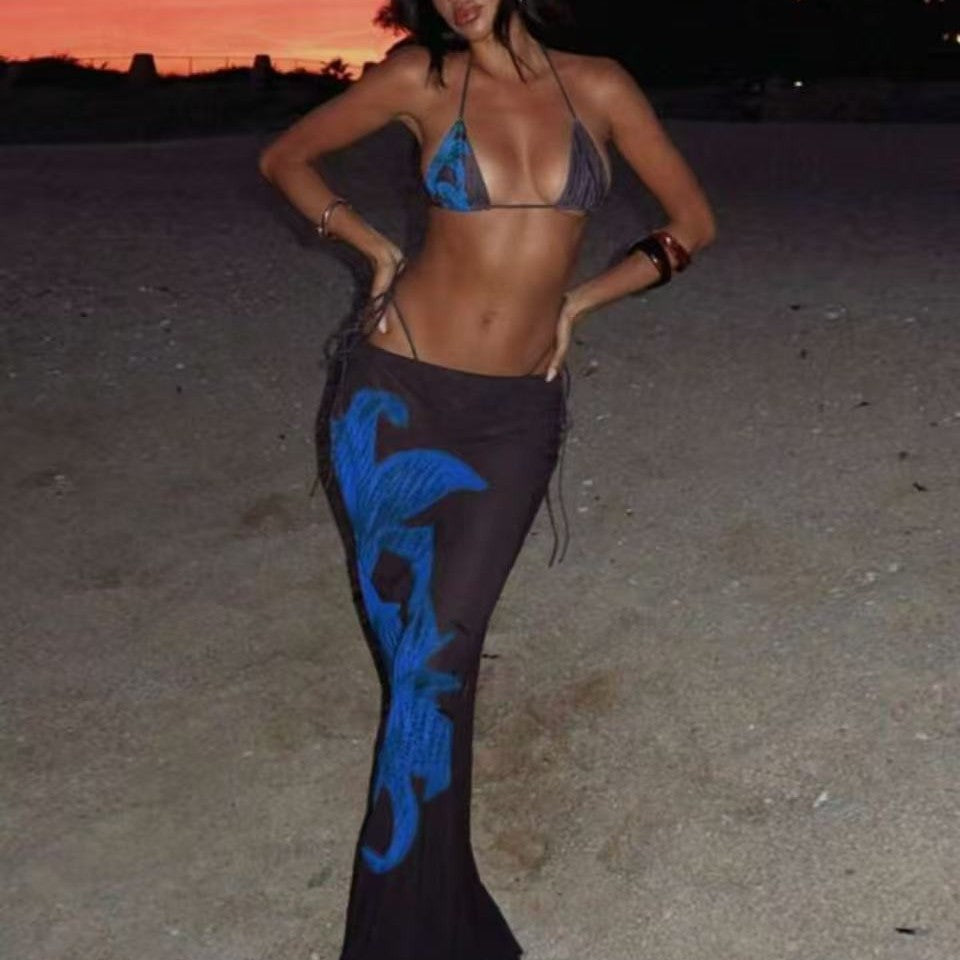 Jupe Maxi Femme avec motif marin artistique Drune