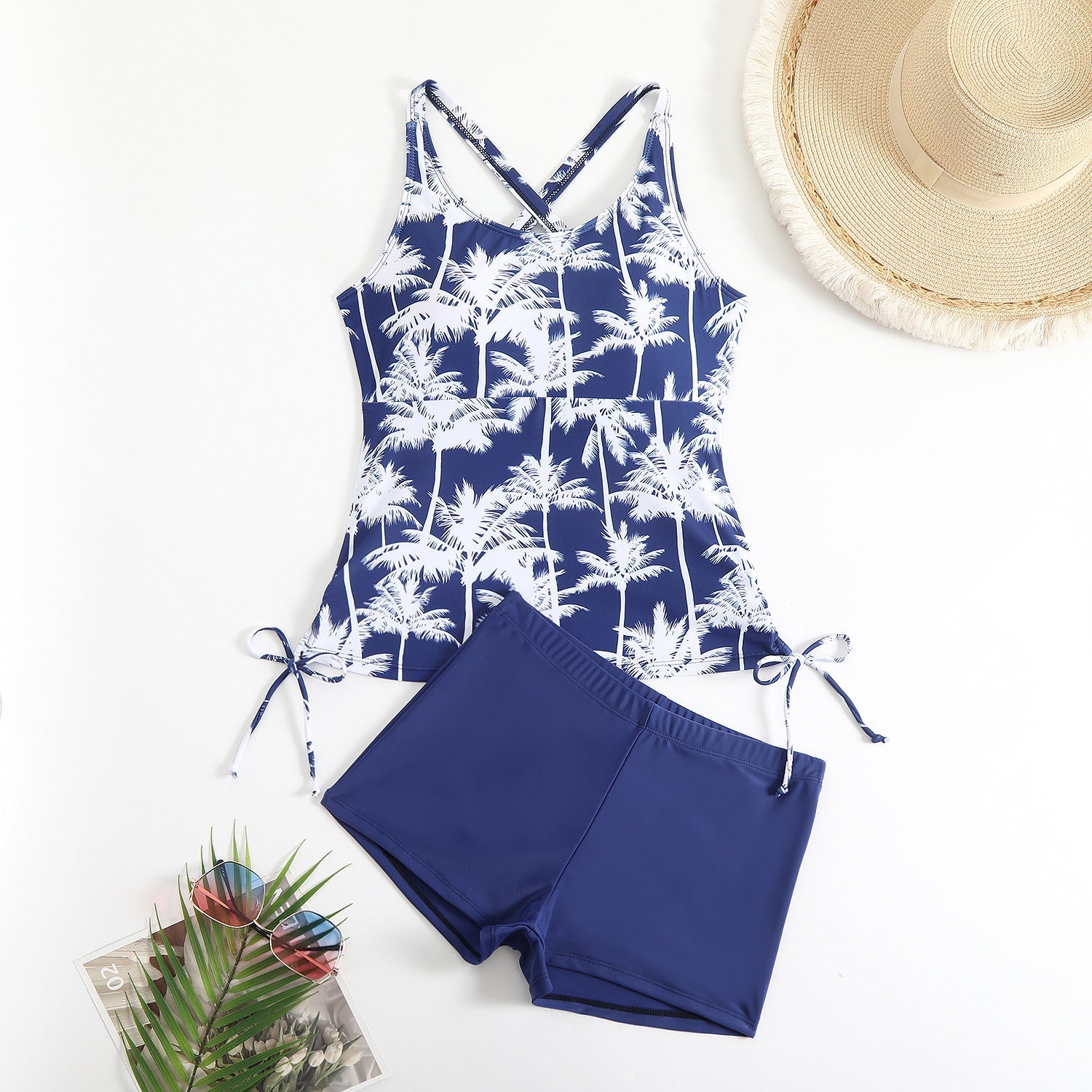 Tankini femme avec bretelles réglables et shorts décontractés R&B
