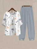 Haut de loisirs pour femmes avec motif floral et pantalon confortable R&B