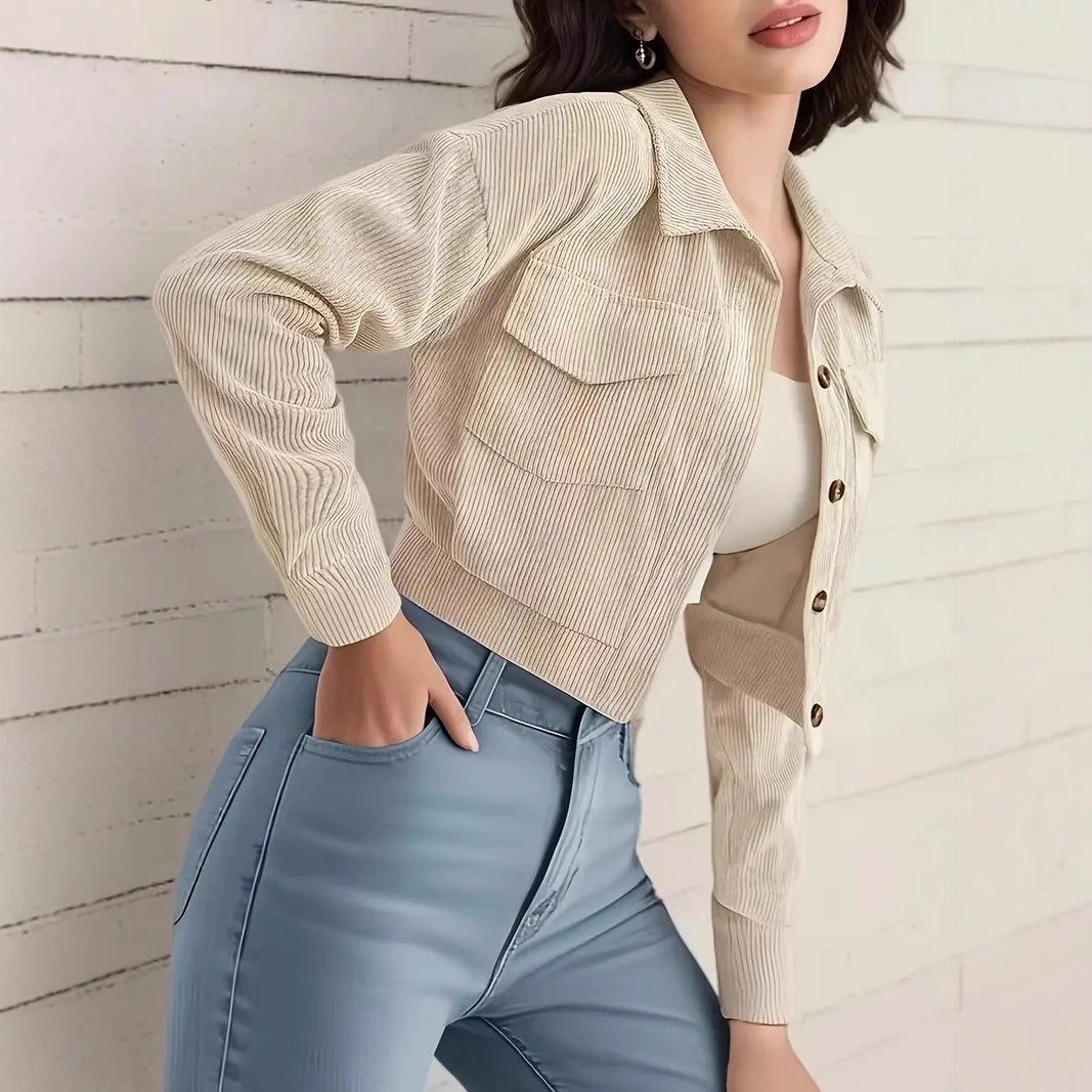 Veste en Jean Femme à Manches Courtes Croppée