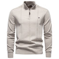 Pull en maille fine pour hommes avec demi-fermeture éclair et motif en relief vertical Echoarchiv