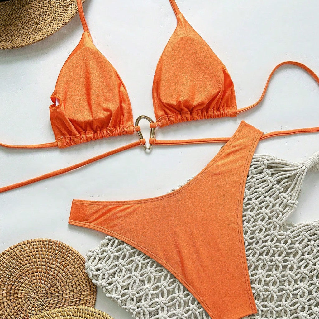 Bikini triangle femme avec accents de chaînes élégants R&B