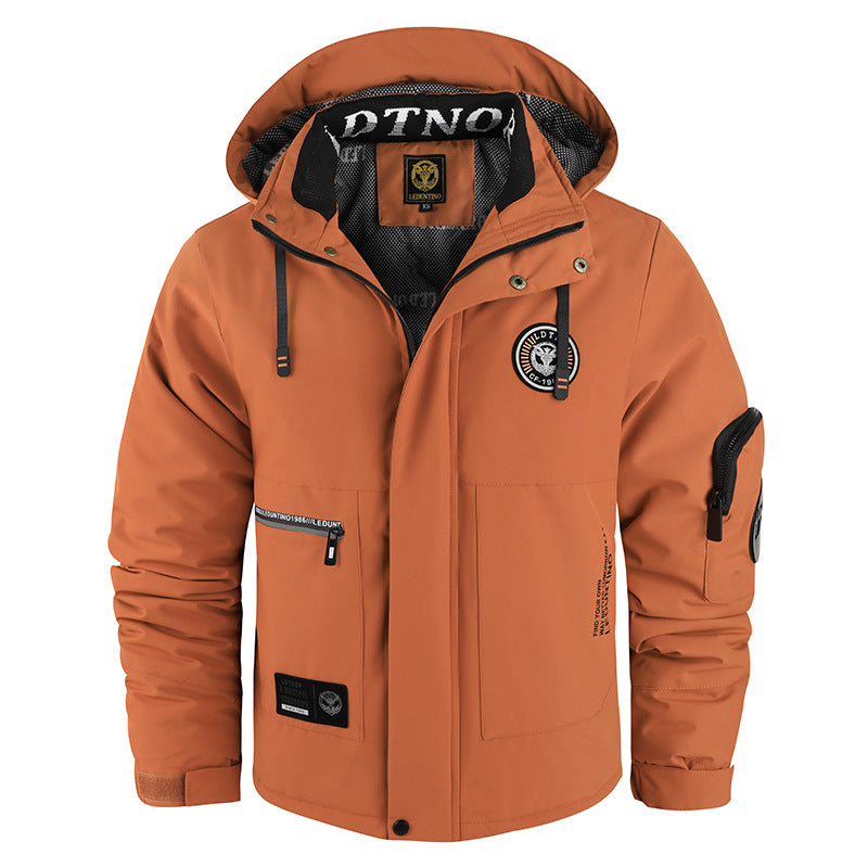 Veste de terrain pour hommes, coupe-vent, doublée, avec capuche et poches zippées multifonctionnelles Echo Archiv