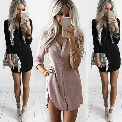 Robe chemise femme en mélange de viscose avec coupe cintrée et fentes latérales Echoarchiv