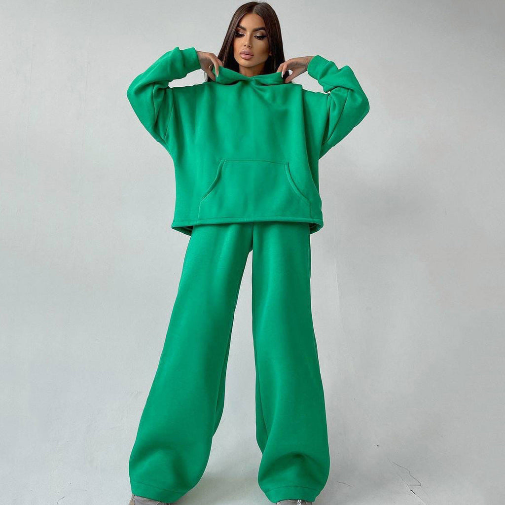 Ensemble de lounge deux pièces pour femmes avec pantalon palazzo taille haute sculptant et hoodie surdimensionné Echo Archive