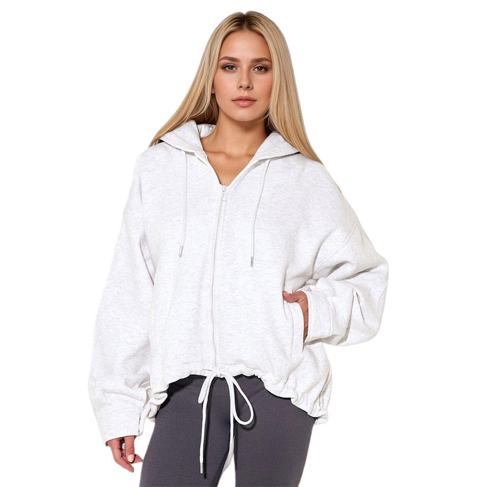 Veste à capuche oversize pour femmes avec fermeture éclair, ourlet à cordon et poches kangourou Echo Archiv