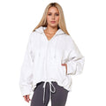 Veste à capuche oversize pour femmes avec fermeture éclair, ourlet à cordon et poches kangourou
