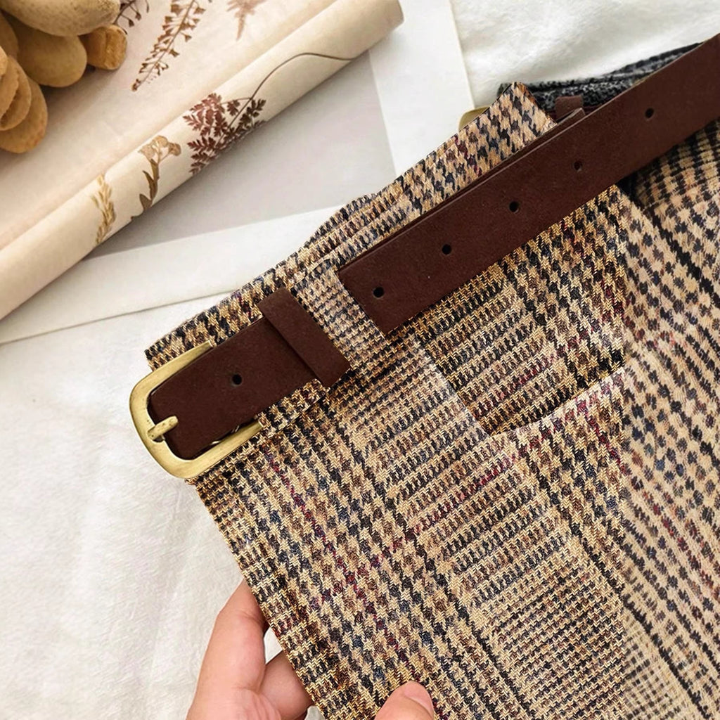 Shorts à carreaux pour femmes avec passants de ceinture R&B
