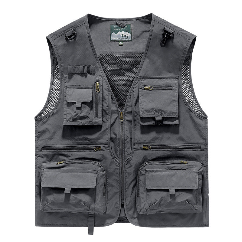 Gilet de pêche multifonctionnel pour hommes avec dos en mesh, de nombreuses poches zippées et boucles pour outils Echo Archiv