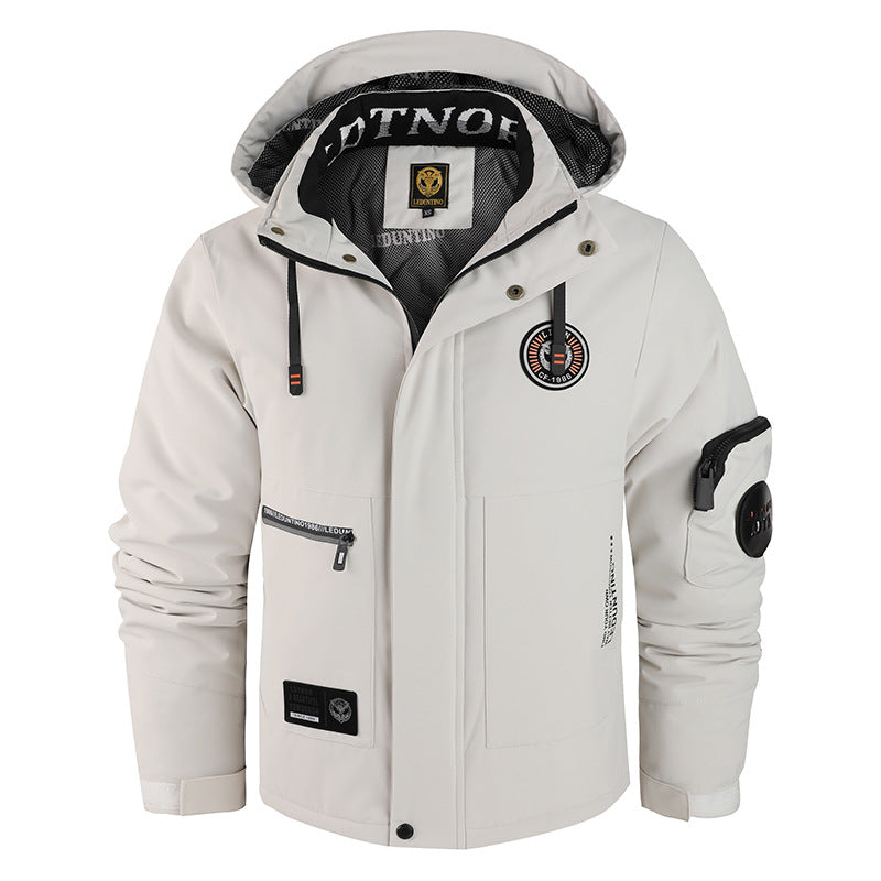 Veste de terrain pour hommes, coupe-vent, doublée, avec capuche et poches zippées multifonctionnelles Echo Archiv