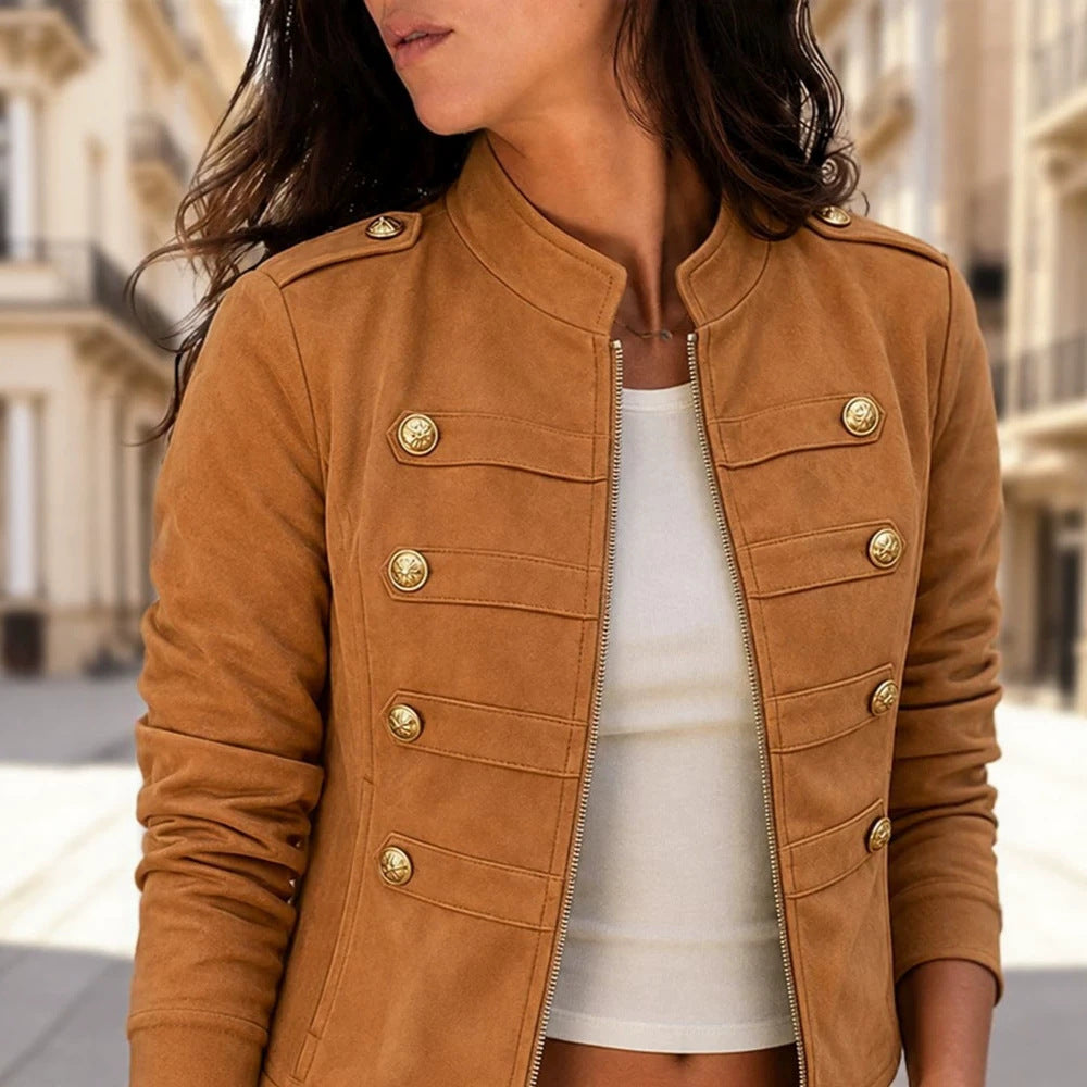Veste à manches longues pour femmes avec boutons et poches