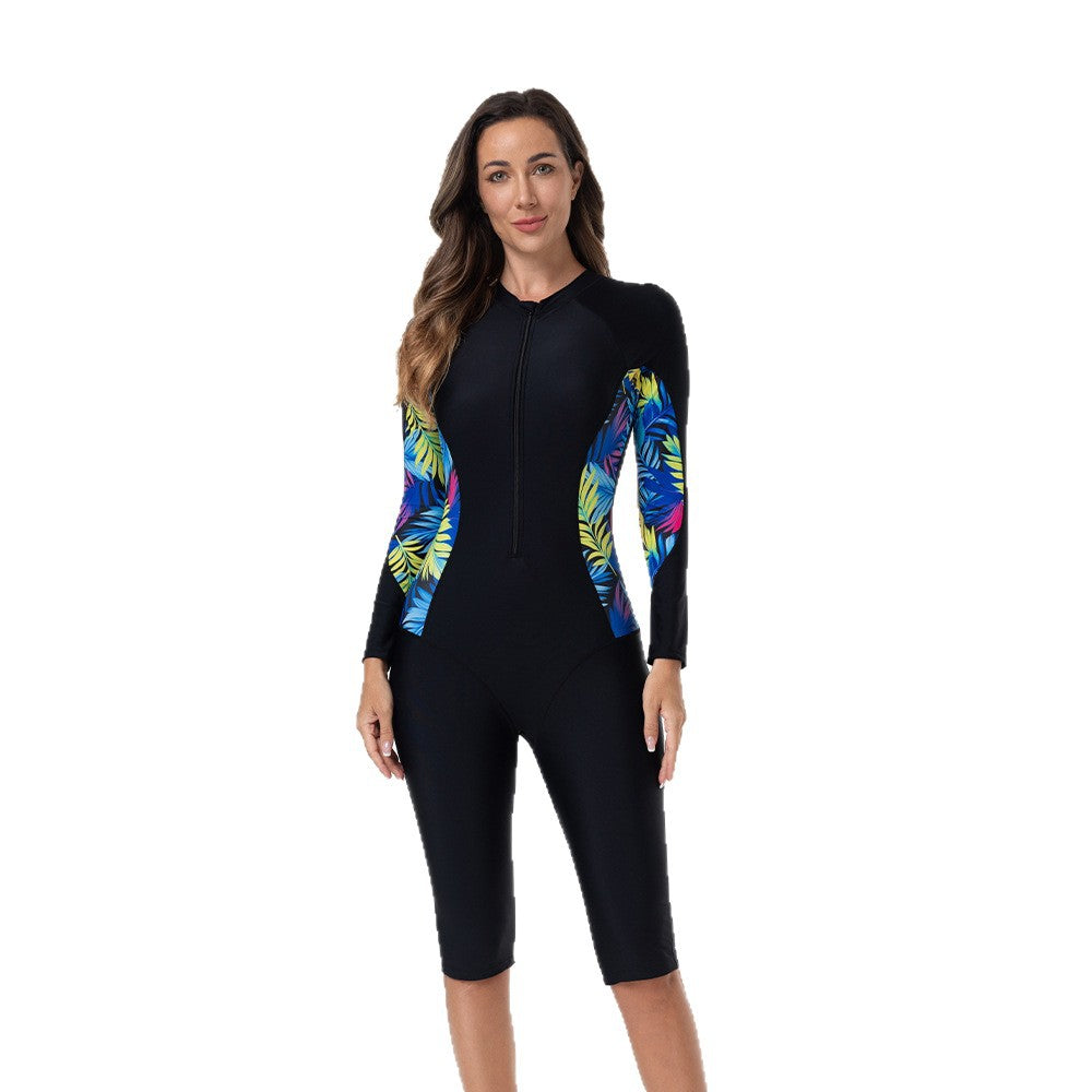 Maillot de bain à manches longues pour femmes avec motif floral coloré Echo Archiv