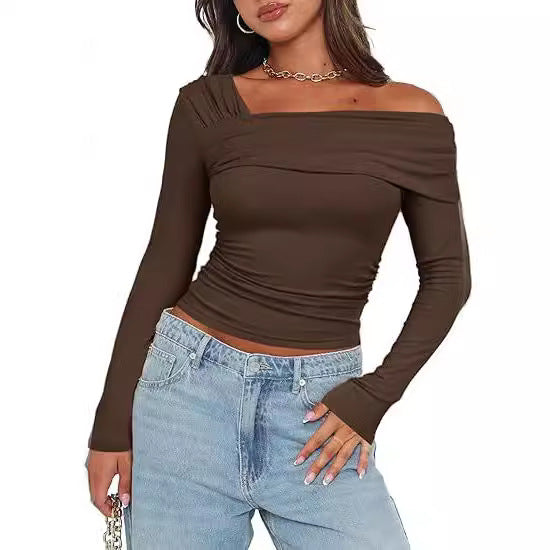 Chemisier Femme Off-Shoulder à Manches Longues