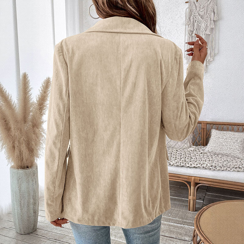 Blazer en velours côtelé décontracté et à la mode pour femmes