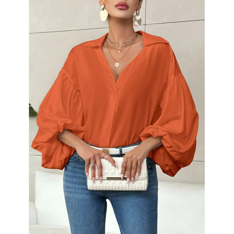 Blouse femme avec des manches ballon volumineuses et un col élégant Heidi-Mode