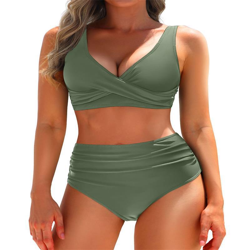 Bikini pour femmes à taille haute avec un élégant design drapé et sculptant R&B