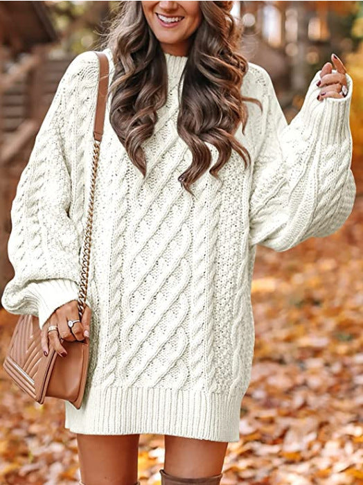 Pull Oversize Femme avec Détail en Tricot à Câbles